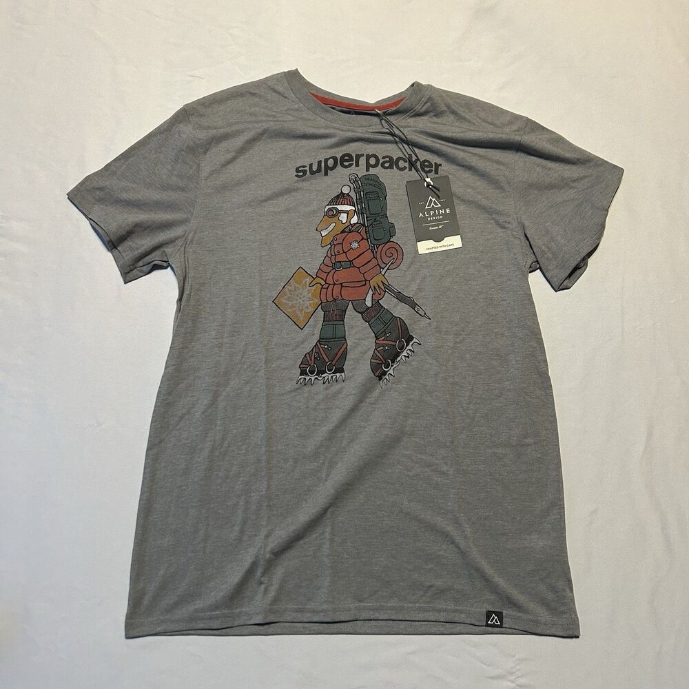 Alpine Design Superpacker T-Shirt Men's Medium Gray Short Sleeve New Size M